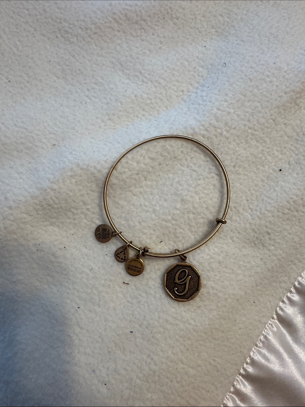 Alex and Ani Gold-Tone Initial 'G' Charm Bangle Bracelet